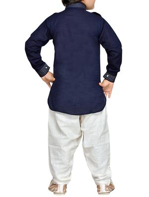 blue cotton kurta pyjama set - 14375288 - Standard Image - 3