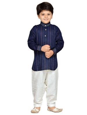 blue cotton kurta pyjama set - 14375288 - Standard Image - 4