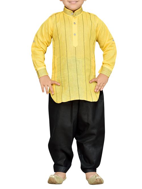 yellow cotton kurta pyjama set - 14375291 - Standard Image - 1
