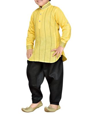 yellow cotton kurta pyjama set - 14375291 - Standard Image - 2