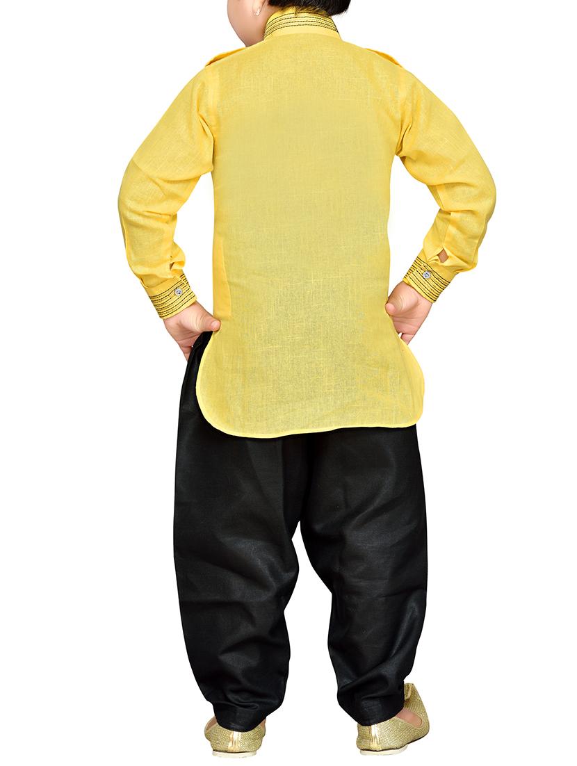 yellow cotton kurta pyjama set - 14375291 - Zoom Image - 3