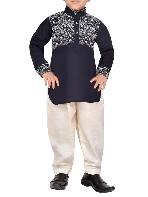 blue cotton kurta pyjama set - 14375298 - Standard Image - 1
