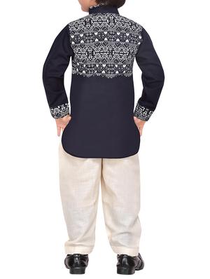 blue cotton kurta pyjama set - 14375298 - Standard Image - 3