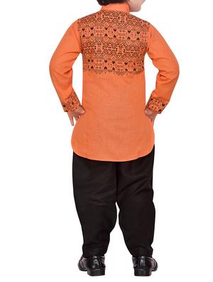 orange cotton kurta pyjama set - 14375299 - Standard Image - 3