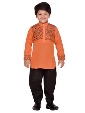 orange cotton kurta pyjama set - 14375299 - Standard Image - 4