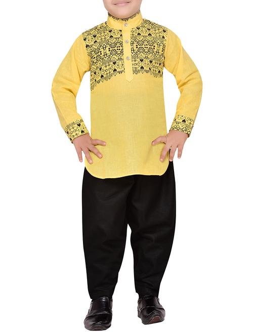 yellow cotton kurta pyjama set - 14375300 - Standard Image - 1