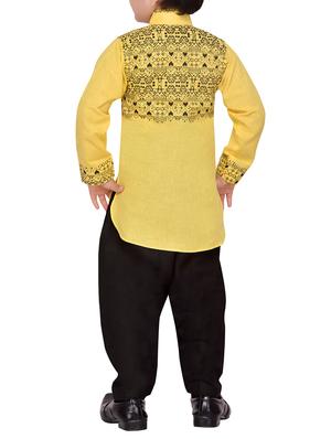 yellow cotton kurta pyjama set - 14375300 - Standard Image - 3