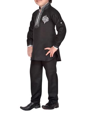 black cotton kurta pyjama set - 14375301 - Standard Image - 2