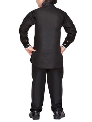 black cotton kurta pyjama set - 14375301 - Standard Image - 3