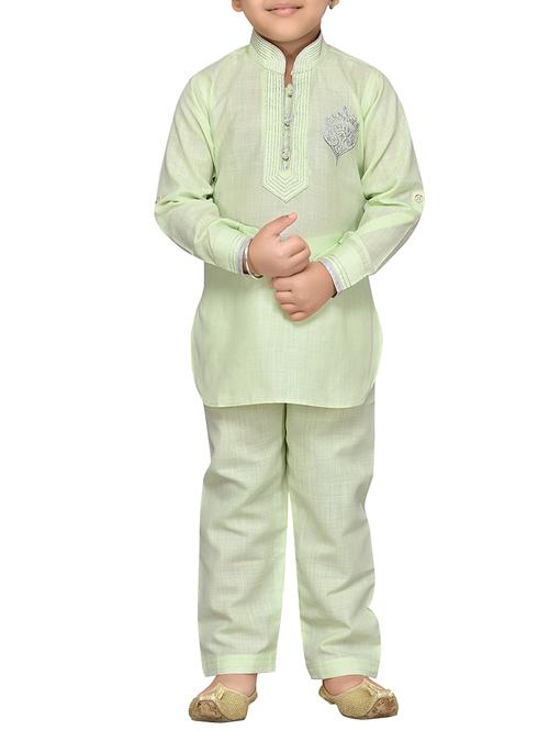 green cotton kurta pyjama set - 14375302 - Standard Image - 1