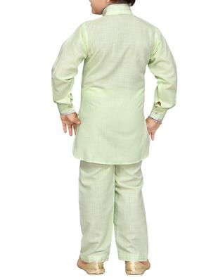 green cotton kurta pyjama set - 14375302 - Standard Image - 3
