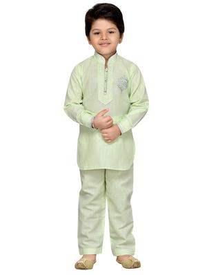 green cotton kurta pyjama set - 14375302 - Standard Image - 4