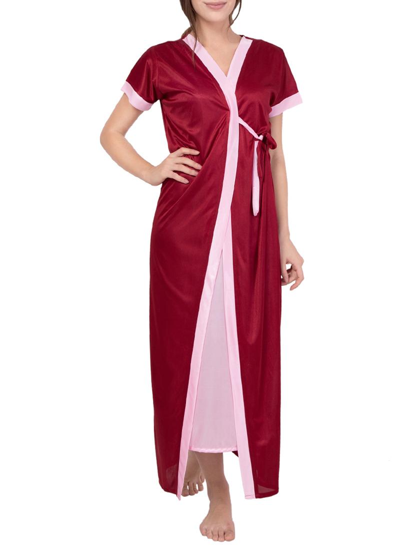 Maroon satin gown - 14377039 - Zoom Image - 1