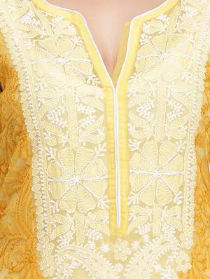 ada yellow georgette long kurta - 14377157 - Standard Image - 4