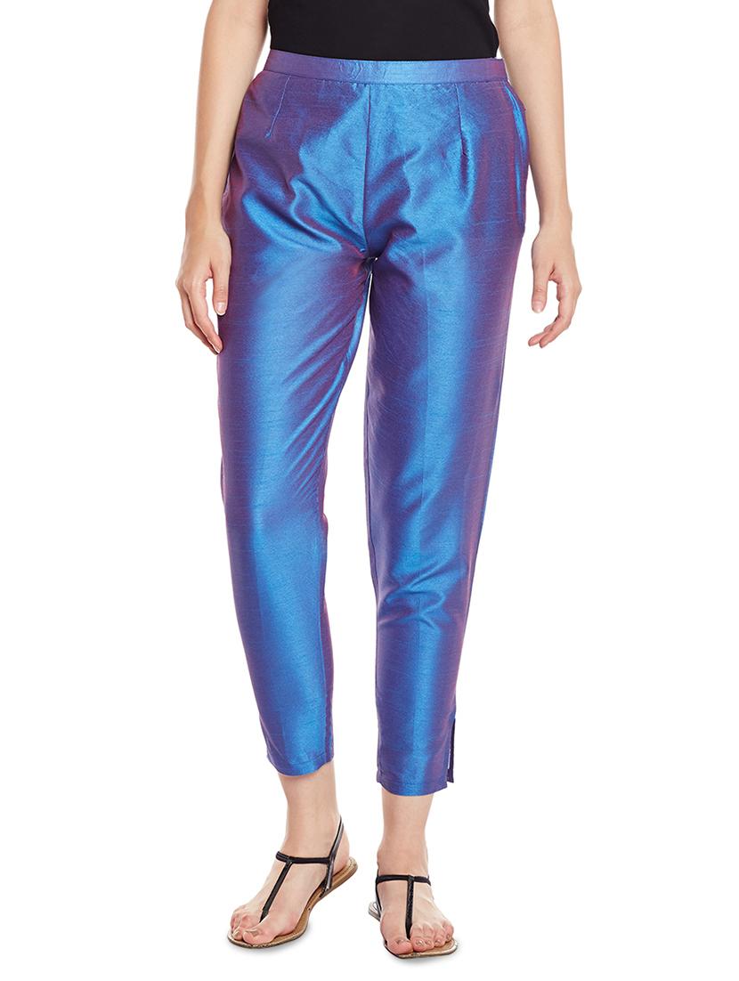 blue silk blend cigarette pants trousers - 14378934 - Zoom Image - 1