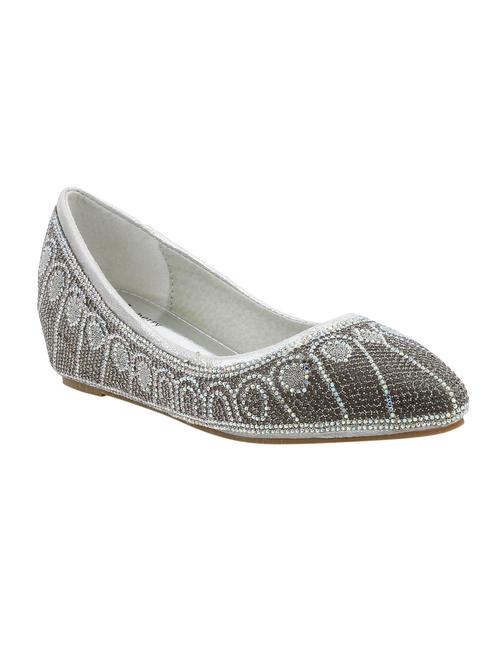 silver faux leather slip on ballerina - 14379669 - Standard Image - 1
