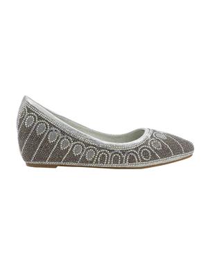 silver faux leather slip on ballerina - 14379669 - Standard Image - 2