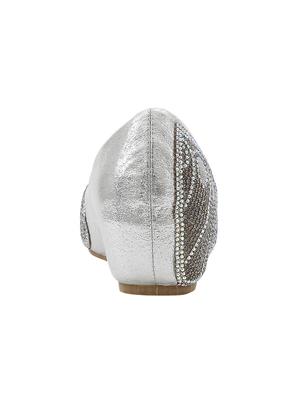 silver faux leather slip on ballerina - 14379669 - Standard Image - 3