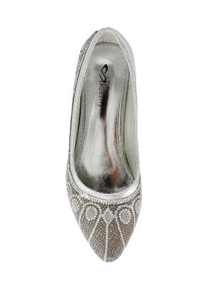 silver faux leather slip on ballerina - 14379669 - Standard Image - 4