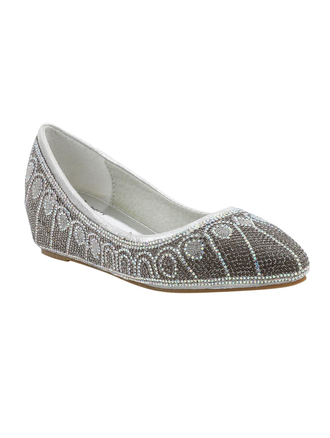 silver faux leather slip on ballerina - 14379669 - Zoom Image - 1