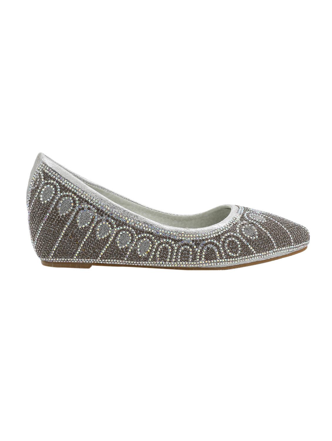 silver faux leather slip on ballerina - 14379669 - Zoom Image - 2