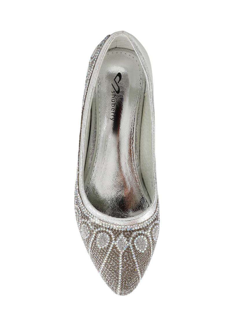 silver faux leather slip on ballerina - 14379669 - Zoom Image - 4