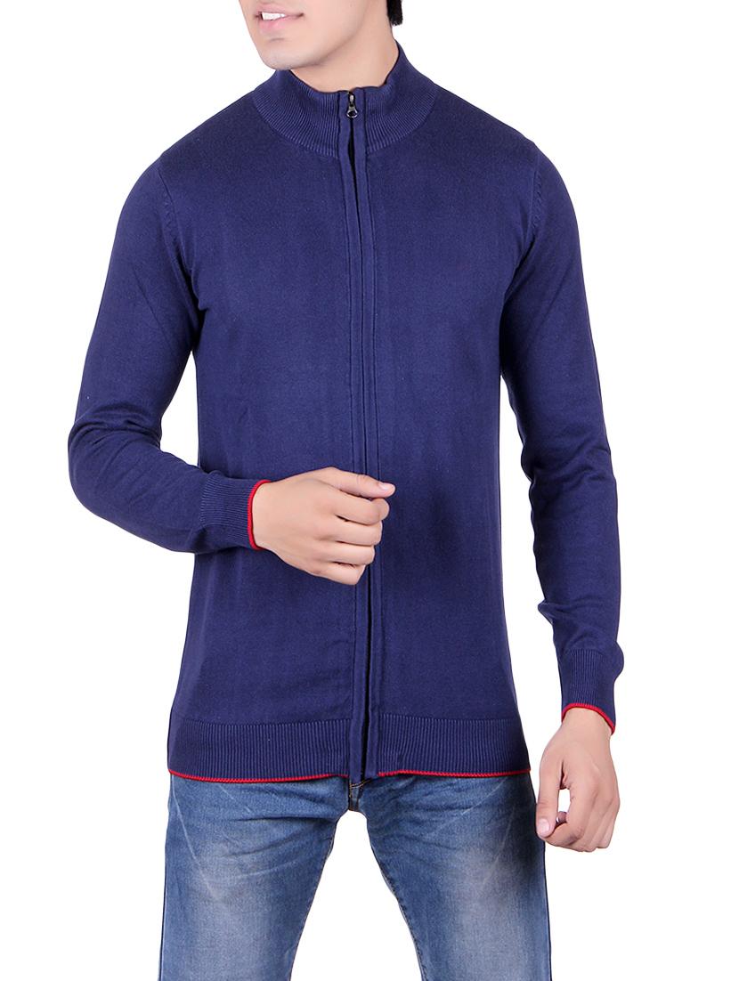 navy blue cotton casual jacket - 14381038 - Zoom Image - 1