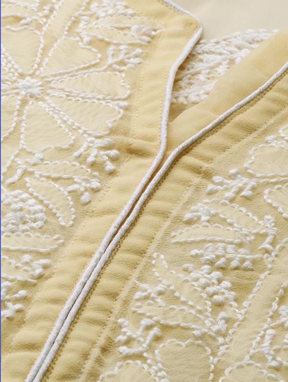 ada beige georgette straight kurta - 14381166 - Zoom Image - 4