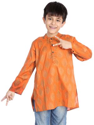 orange silk kurta - 14382932 - Standard Image - 2