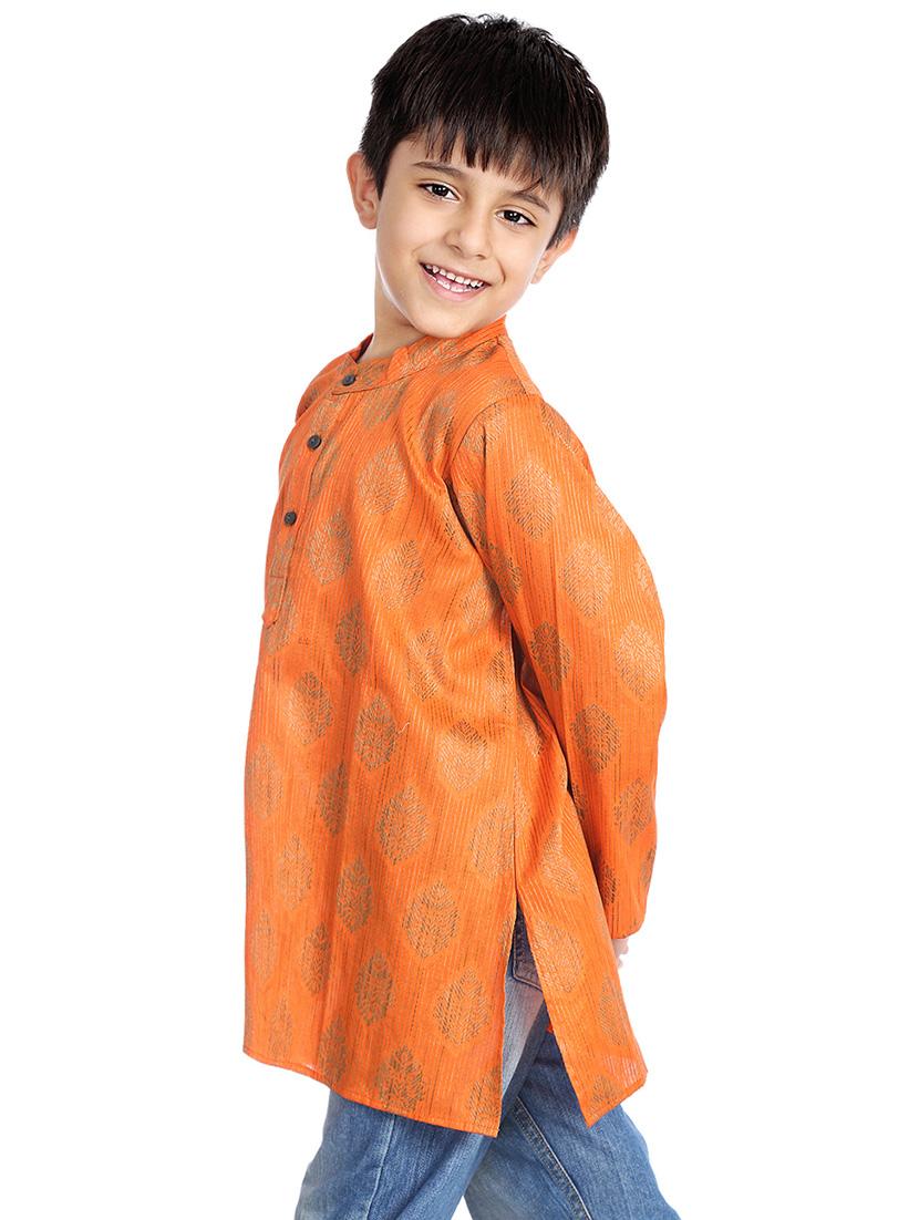 orange silk kurta - 14382932 - Zoom Image - 1