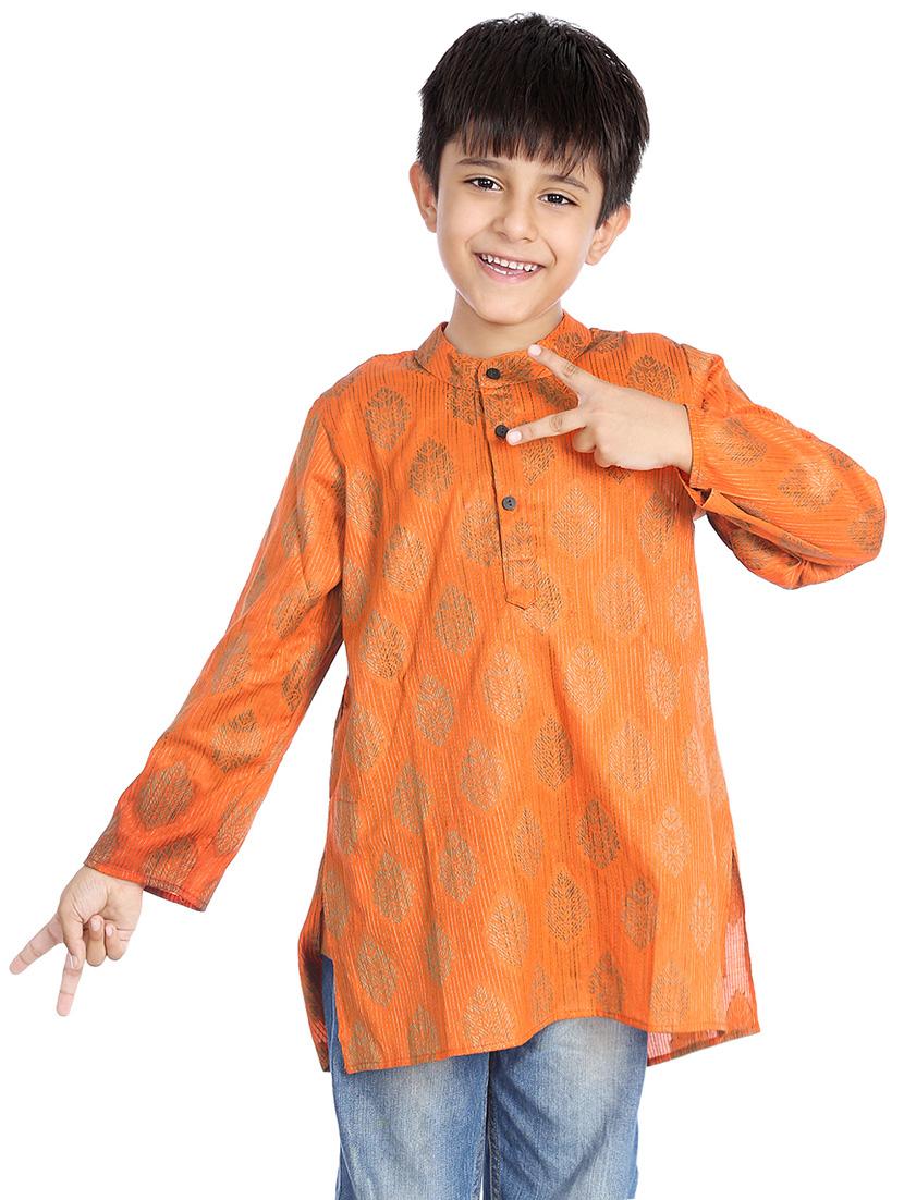 orange silk kurta - 14382932 - Zoom Image - 2