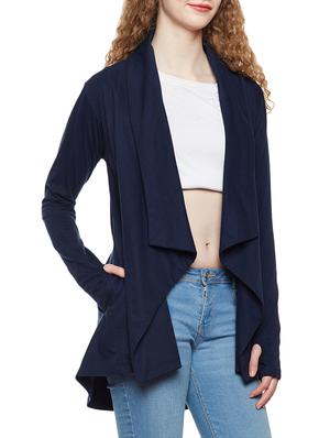 navy blue cotton shrug - 14383983 - Standard Image - 2