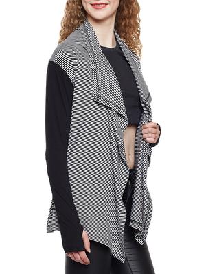 thumb hole sleeved striped shrug - 14384005 - Standard Image - 2