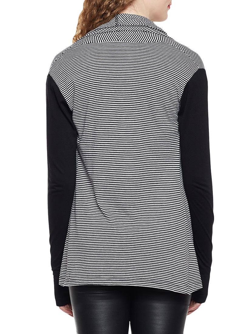 thumb hole sleeved striped shrug - 14384005 - Zoom Image - 3