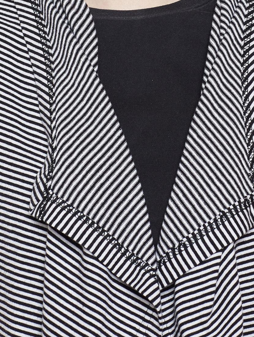 thumb hole sleeved striped shrug - 14384005 - Zoom Image - 4