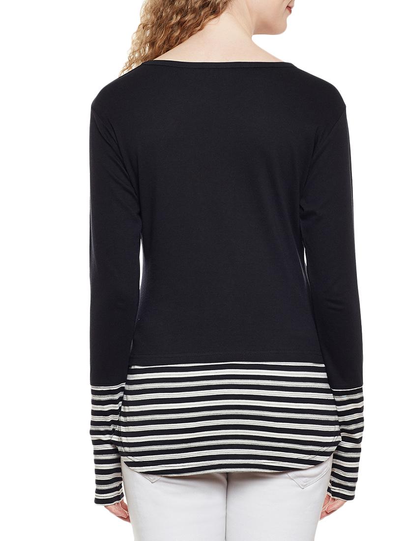 curved hem thumb hole sleeved tee - 14384008 - Zoom Image - 3