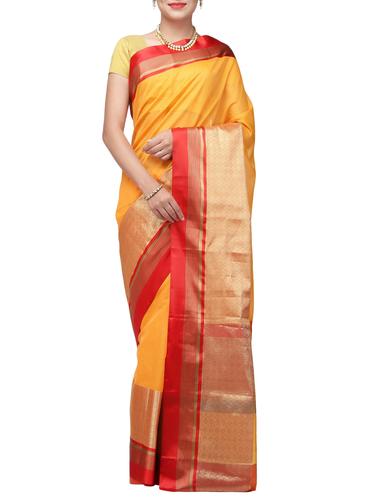 orange bordered saree - 14384900 - Very Small Image - 1