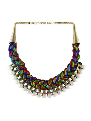 multi colored cotton short necklace - 14387915 - Very Small Image - 1