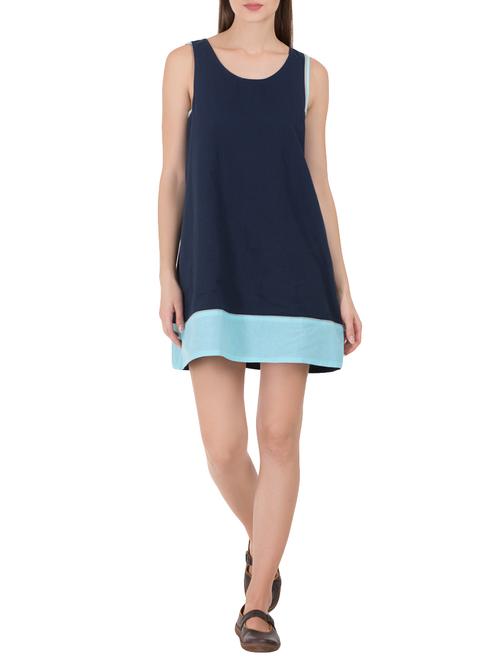 navy blue cotton shift dress - 14388764 - Very Small Image - 1