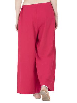 pink cotton casual palazzo - 14388777 - Standard Image - 3