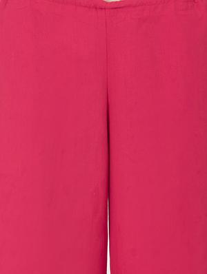 pink cotton casual palazzo - 14388777 - Standard Image - 4