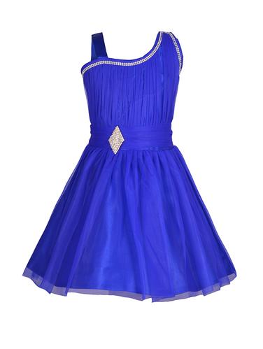 blue net party gown - 14390403 - Very Small Image - 1
