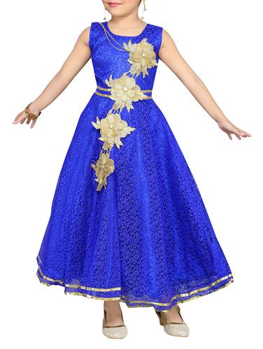 blue net party gown - 14390502 - Very Small Image - 1