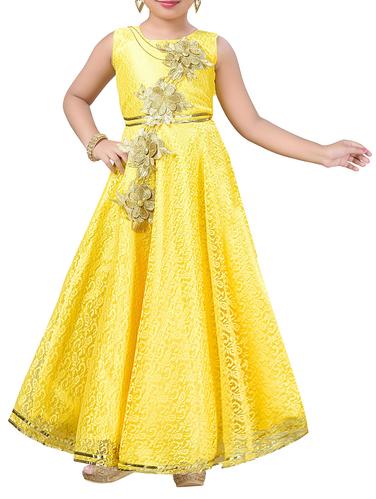 yellow net party gown - 14390508 - Very Small Image - 1