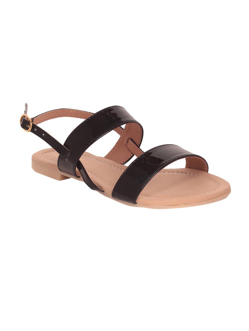 black faux leather back strap sandals - 14390816 - Zoom Image - 1