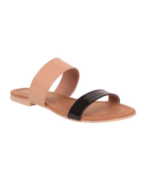 black faux leather slip on sandals - 14390820 - Standard Image - 1