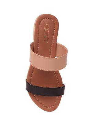 black faux leather slip on sandals - 14390820 - Standard Image - 4
