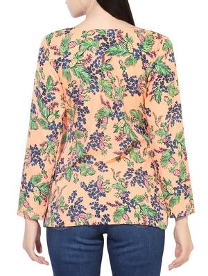orange crepe floral top - 14391170 - Standard Image - 3