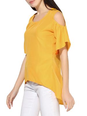 yellow crepe asymmetric top - 14391172 - Standard Image - 2