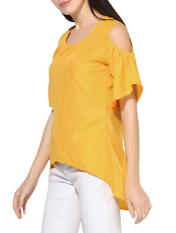 yellow crepe asymmetric top - 14391172 - Zoom Image - 2